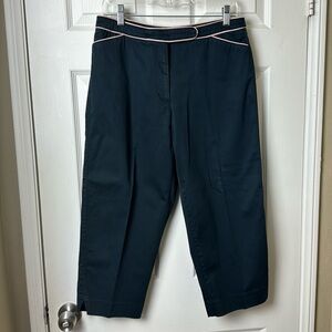 TEHAMA Nancy Haley Golf Black Capri Length Pants w/Light Pink Piping - Size 10